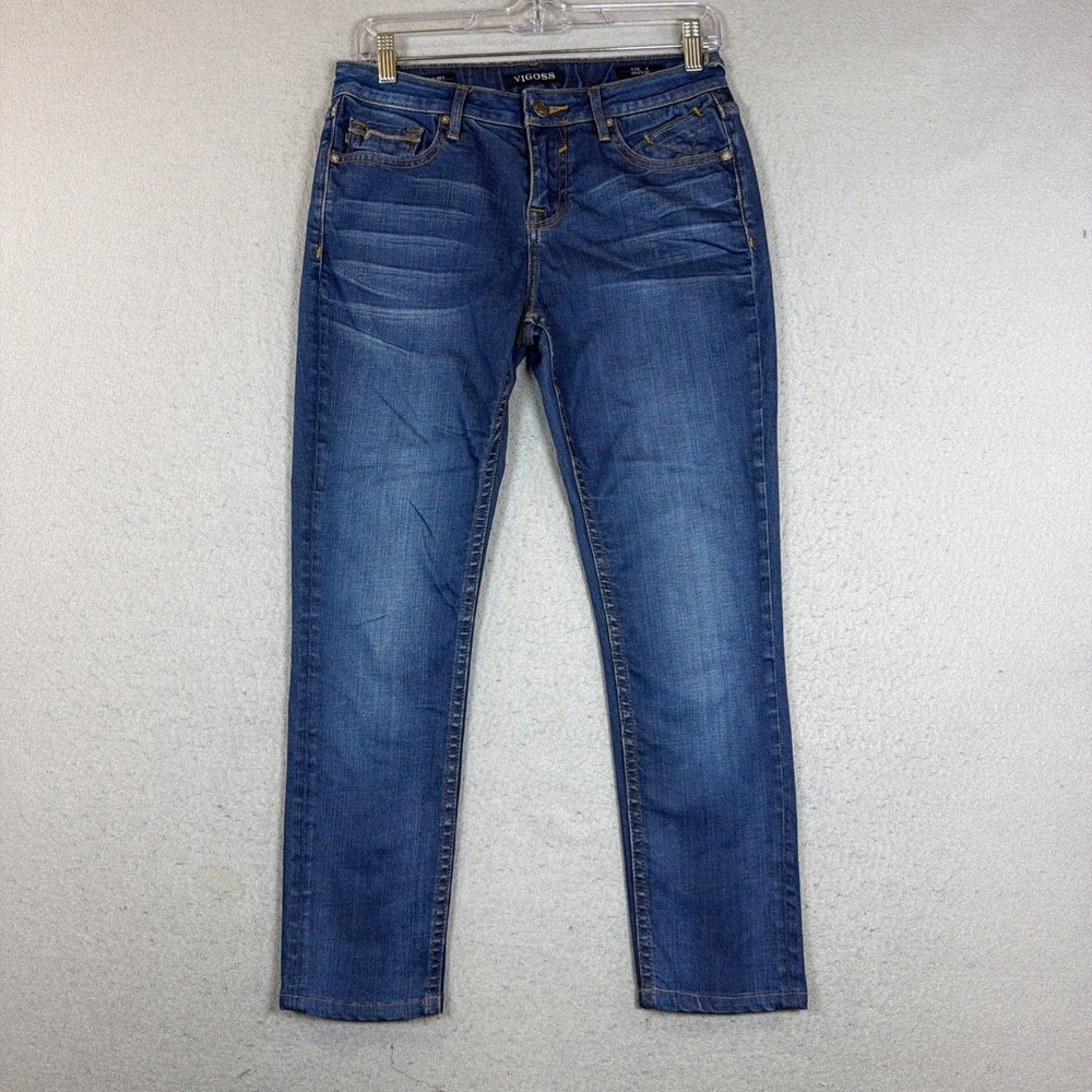 Vigoss The Chelsea Skinny Jeans Blue Size 4 Whiskering Stretch Denim Casual